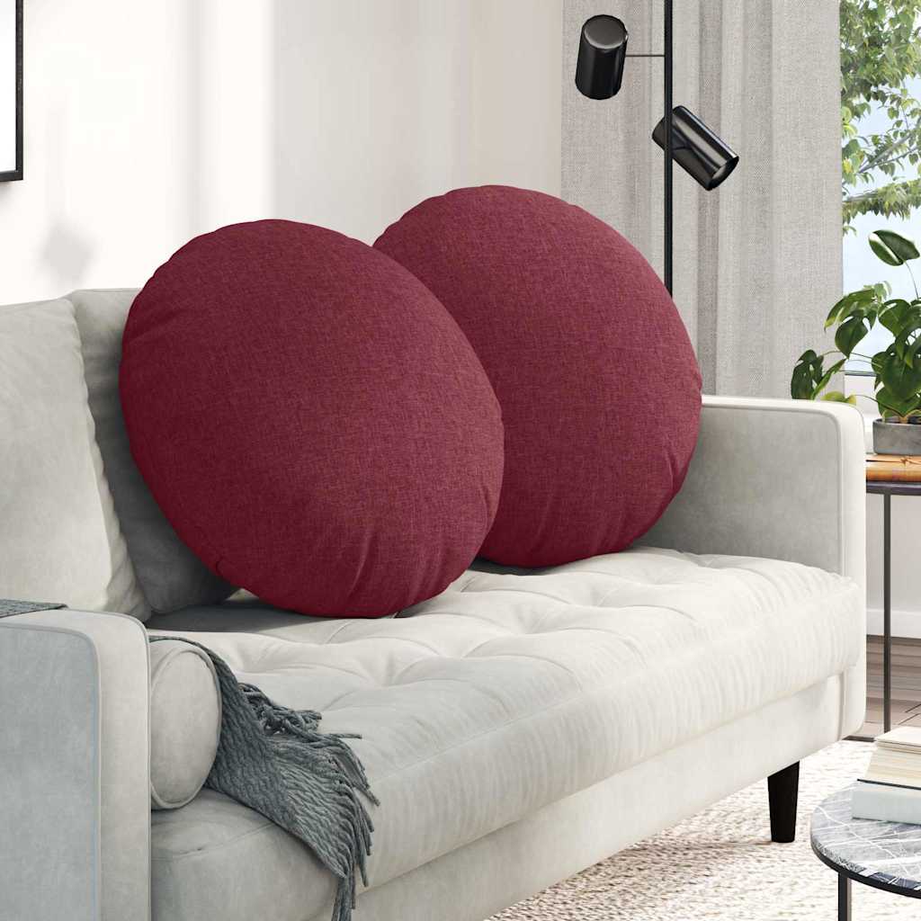 vidaXL Poduszki na siedziska 2 pcs Czerwone wino Ø60 x 21 cm tkanina