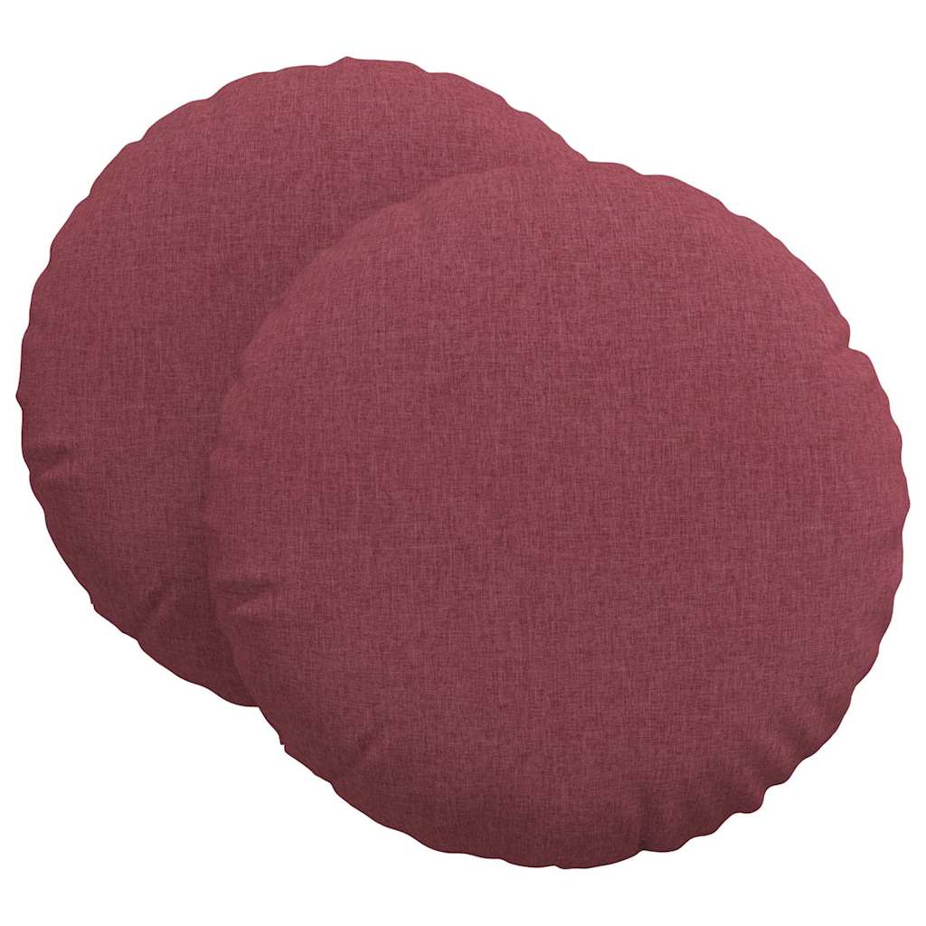vidaXL Poduszki na siedziska 2 pcs Czerwone wino Ø60 x 21 cm tkanina