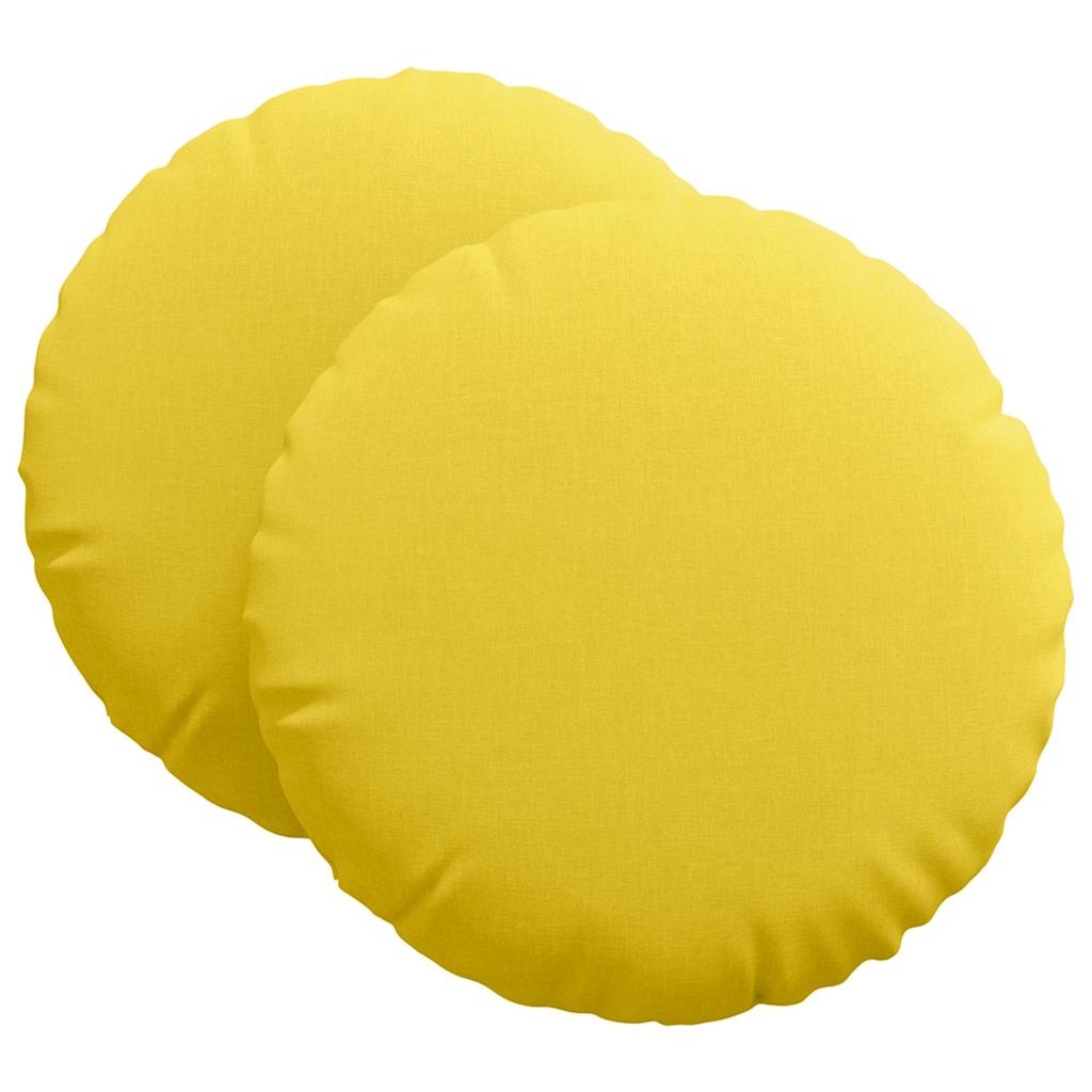 vidaXL Poduszki na siedziska 2 pcs Jasnożółty Ø60 x 21 cm tkanina
