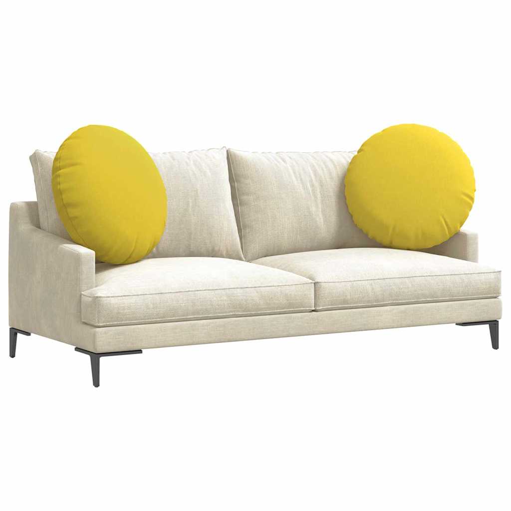 vidaXL Poduszki na siedziska 2 pcs Jasnożółty Ø60 x 21 cm tkanina