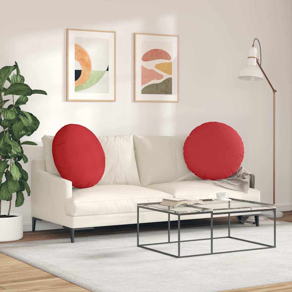 vidaXL Poduszki na siedziska 2 pcs Czerwony Ø60 x 21 cm tkanina