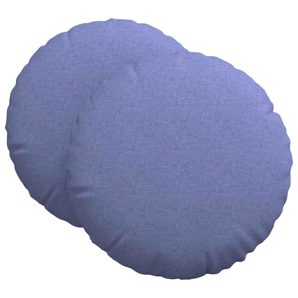 vidaXL Poduszki na siedziska 2 pcs Niebieski dżins Ø60 x 21 cm tkanina