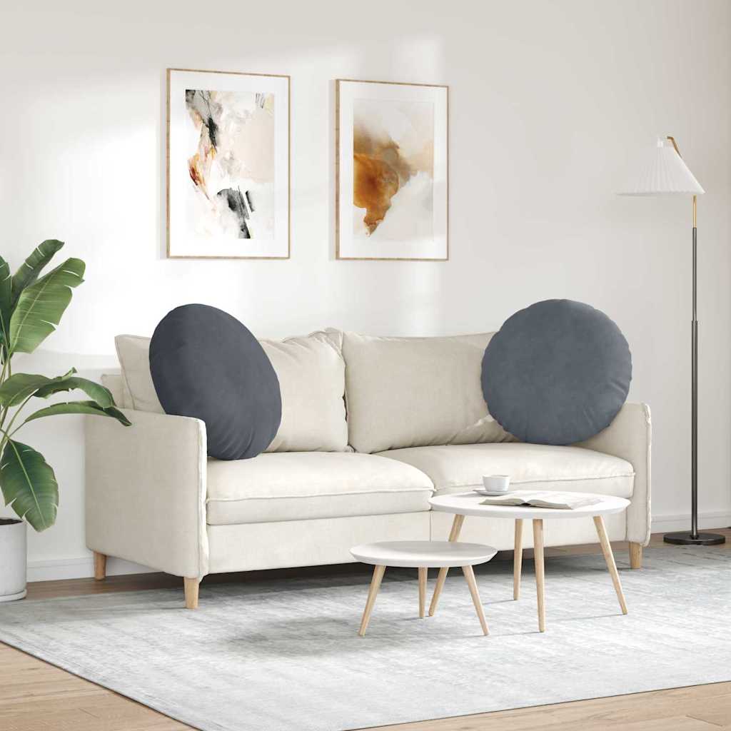 vidaXL Poduszki na siedziska 2 pcs Ciemnoszary Ø60 x 21 cm Aksamit