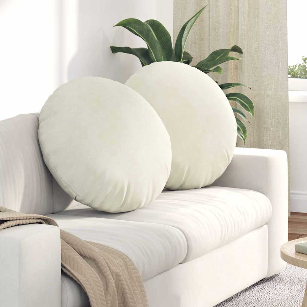 vidaXL Poduszki na siedziska 2 pcs Kremowy Ø60 x 21 cm Aksamit