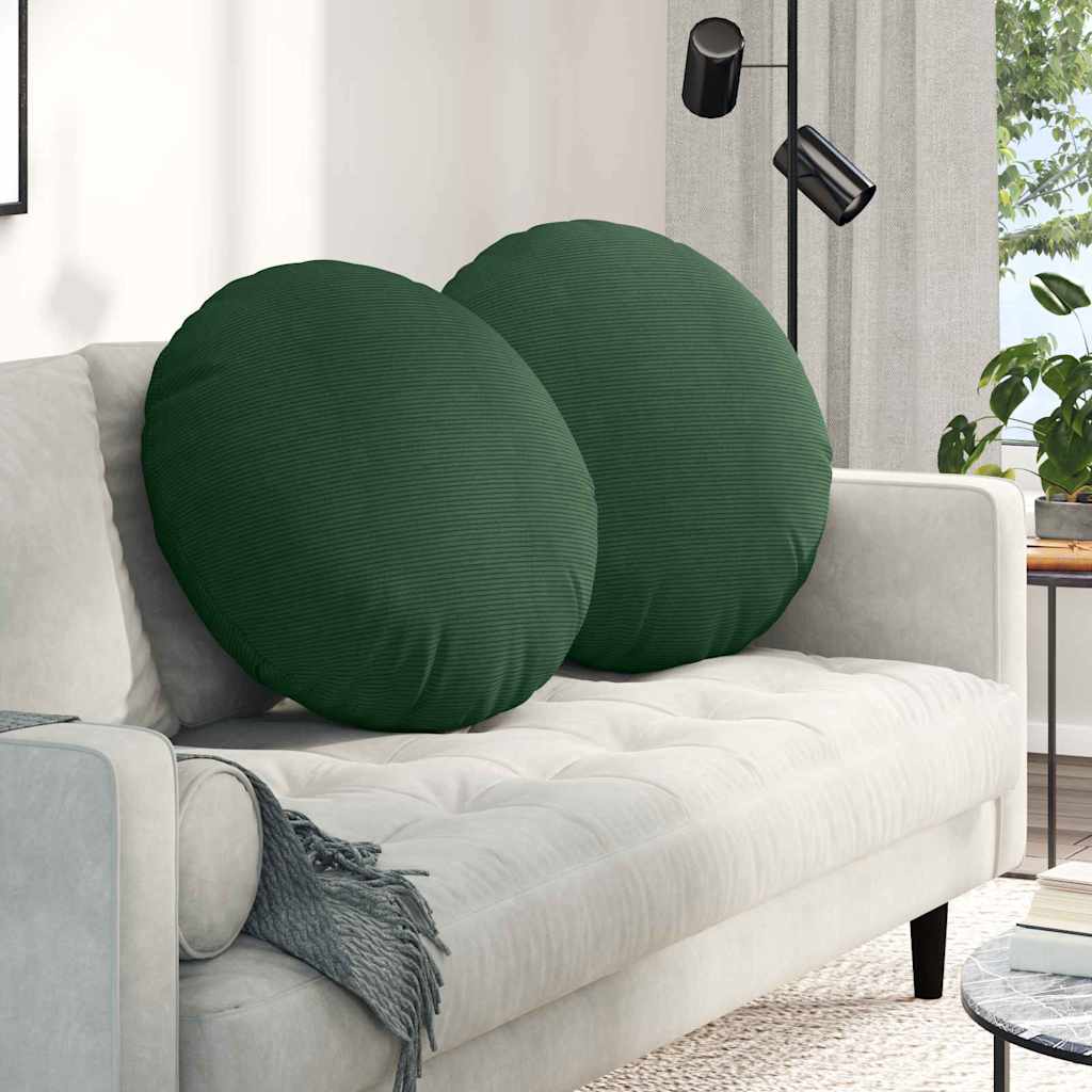 vidaXL Poduszki na siedziska 2 pcs Ciemna zieleń Ø60 x 21 cm