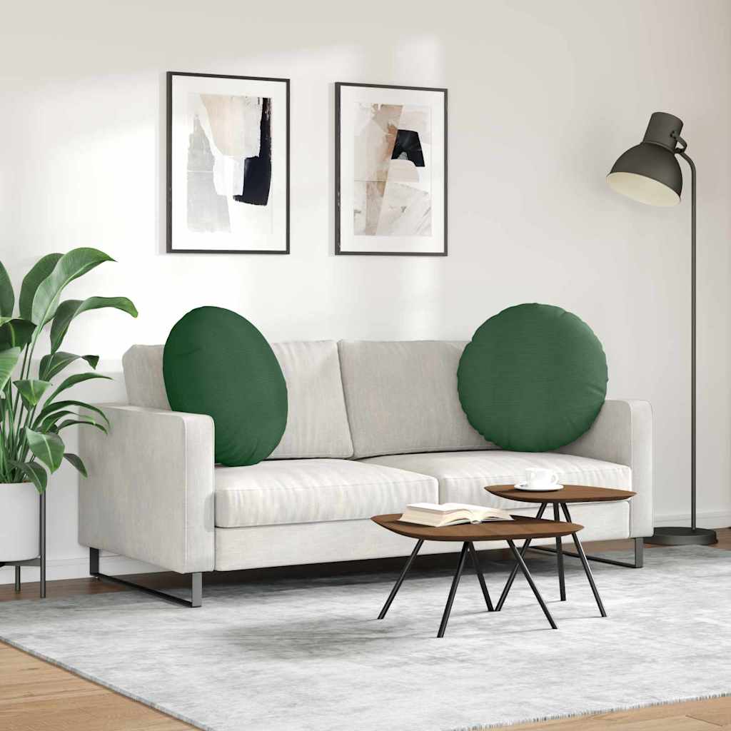 vidaXL Poduszki na siedziska 2 pcs Ciemna zieleń Ø60 x 21 cm