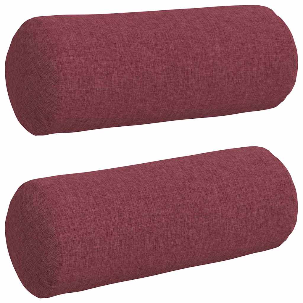 vidaXL Poduszki Wałkowe 2 pcs Czerwone wino Ø 15 x 40 cm tkanina