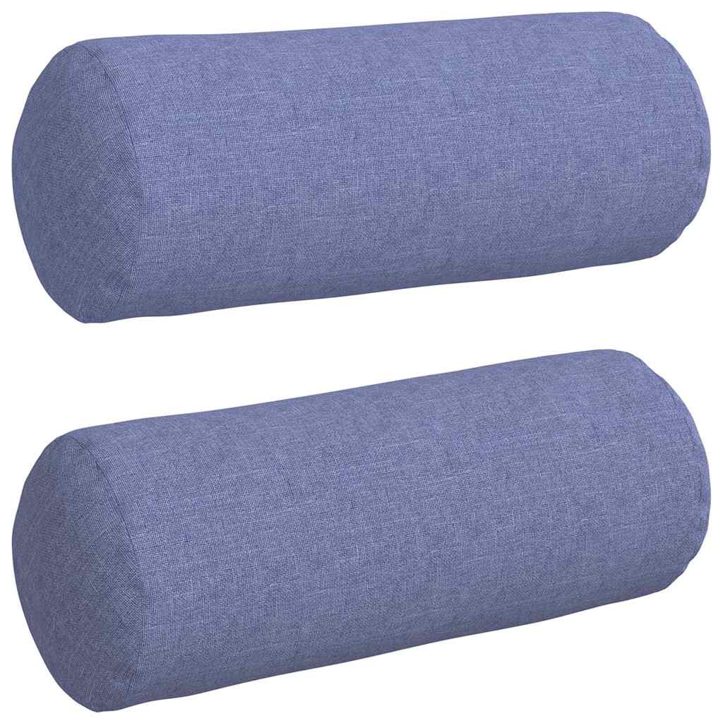 vidaXL Poduszki Wałkowe 2 pcs Niebieski dżins Ø 15 x 40 cm tkanina