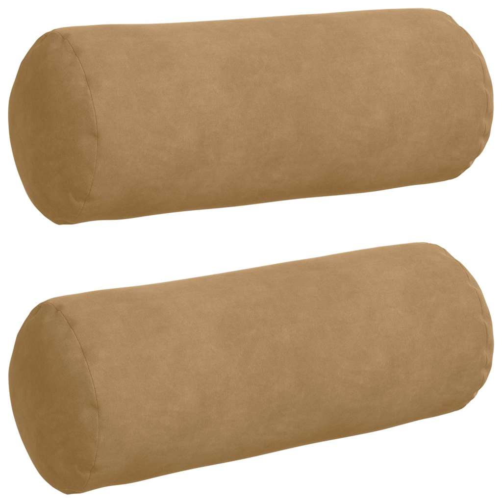 vidaXL Poduszki Wałkowe 2 pcs Brązowy Ø 15 x 40 cm Tkanina sztruksowa