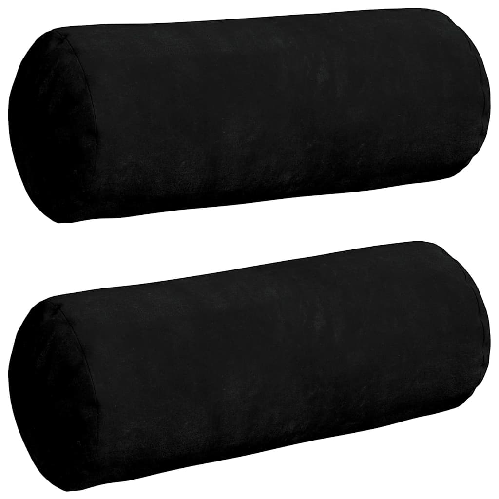 vidaXL Poduszki Wałkowe 2 pcs Czarny Ø 15 x 40 cm Tkanina mikrofibrowa