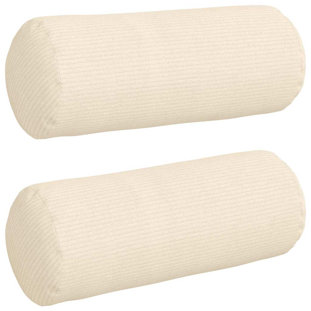vidaXL Poduszki Wałkowe 2 pcs Kremowy Ø 15 x 40 cm Tkanina sztruksowa