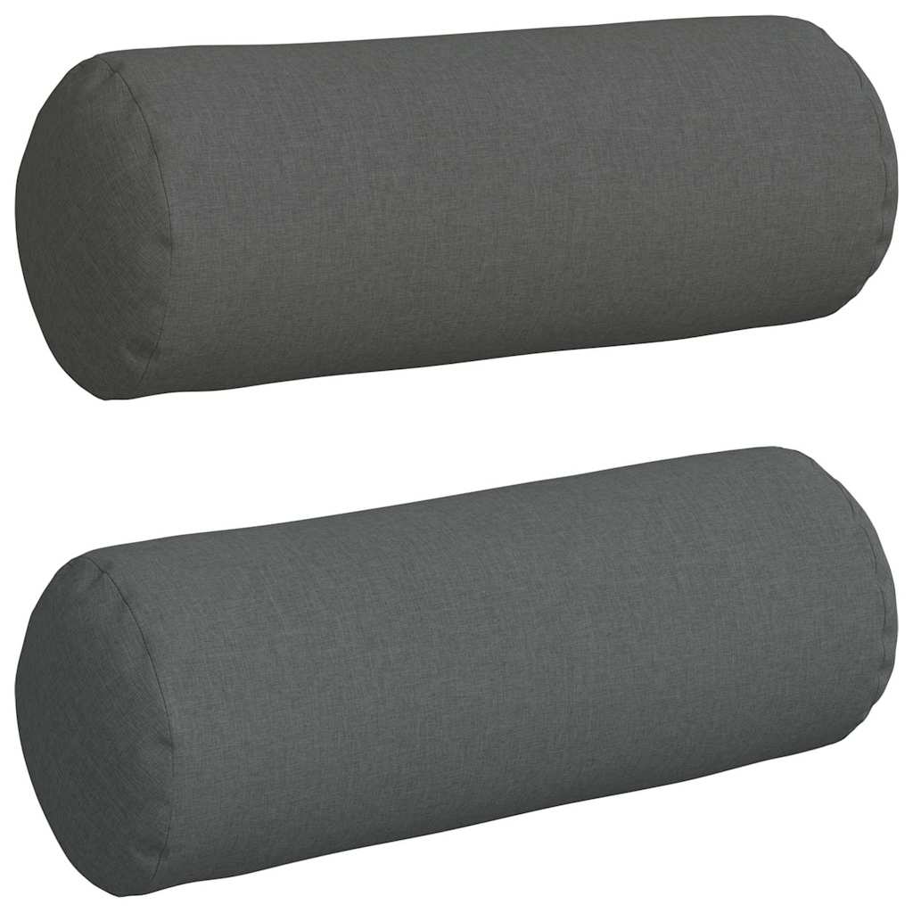 vidaXL Poduszki Wałkowe 2 pcs Ciemnoszary Ø 25 x 70 cm tkanina