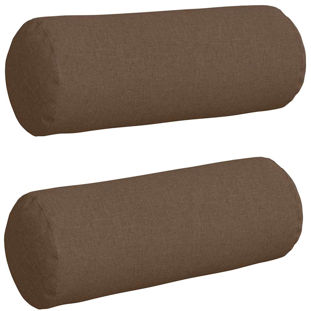 vidaXL Poduszki Wałkowe 2 pcs Brązowy Ø 25 x 70 cm tkanina