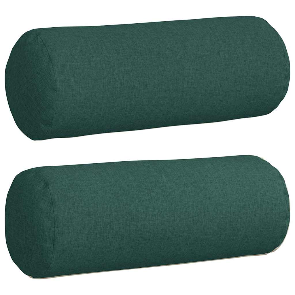 vidaXL Poduszki Wałkowe 2 pcs Ciemna zieleń Ø 25 x 70 cm tkanina