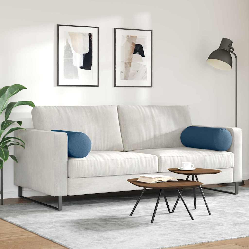 vidaXL Poduszki Wałkowe 2 pcs Niebieski Ø 25 x 70 cm tkanina
