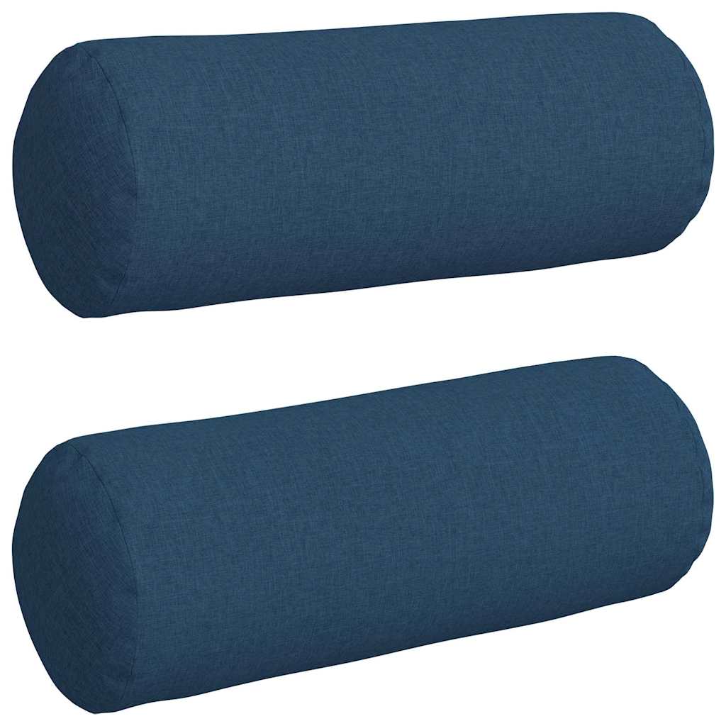vidaXL Poduszki Wałkowe 2 pcs Niebieski Ø 25 x 70 cm tkanina