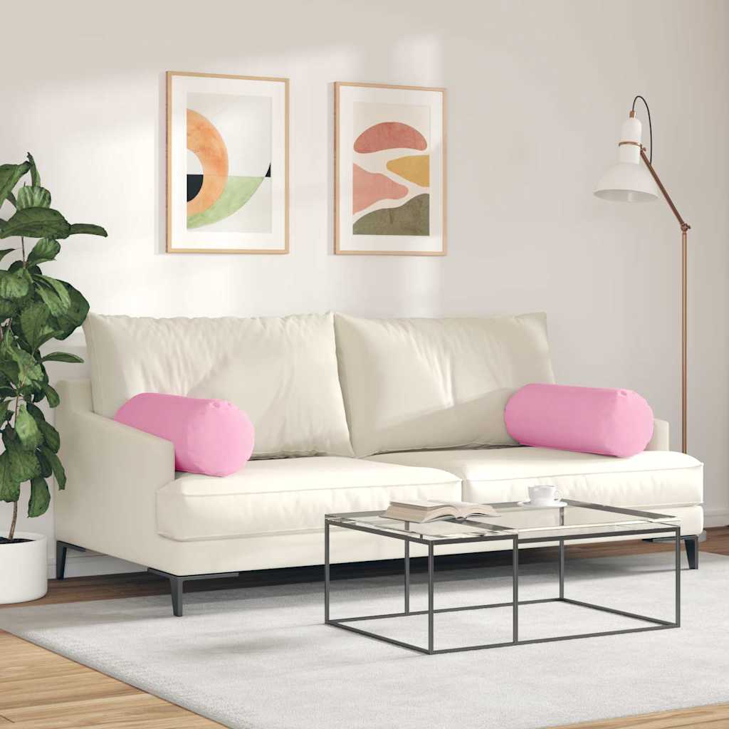 vidaXL Poduszki Wałkowe 2 pcs Różowy Ø 25 x 70 cm tkanina