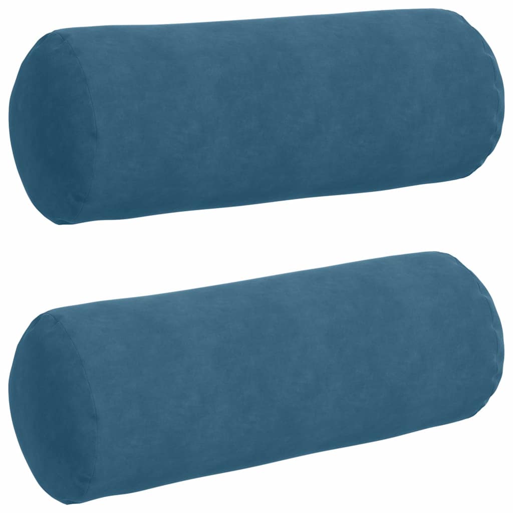 vidaXL Poduszki Wałkowe 2 pcs Niebieski Ø 25 x 70 cm