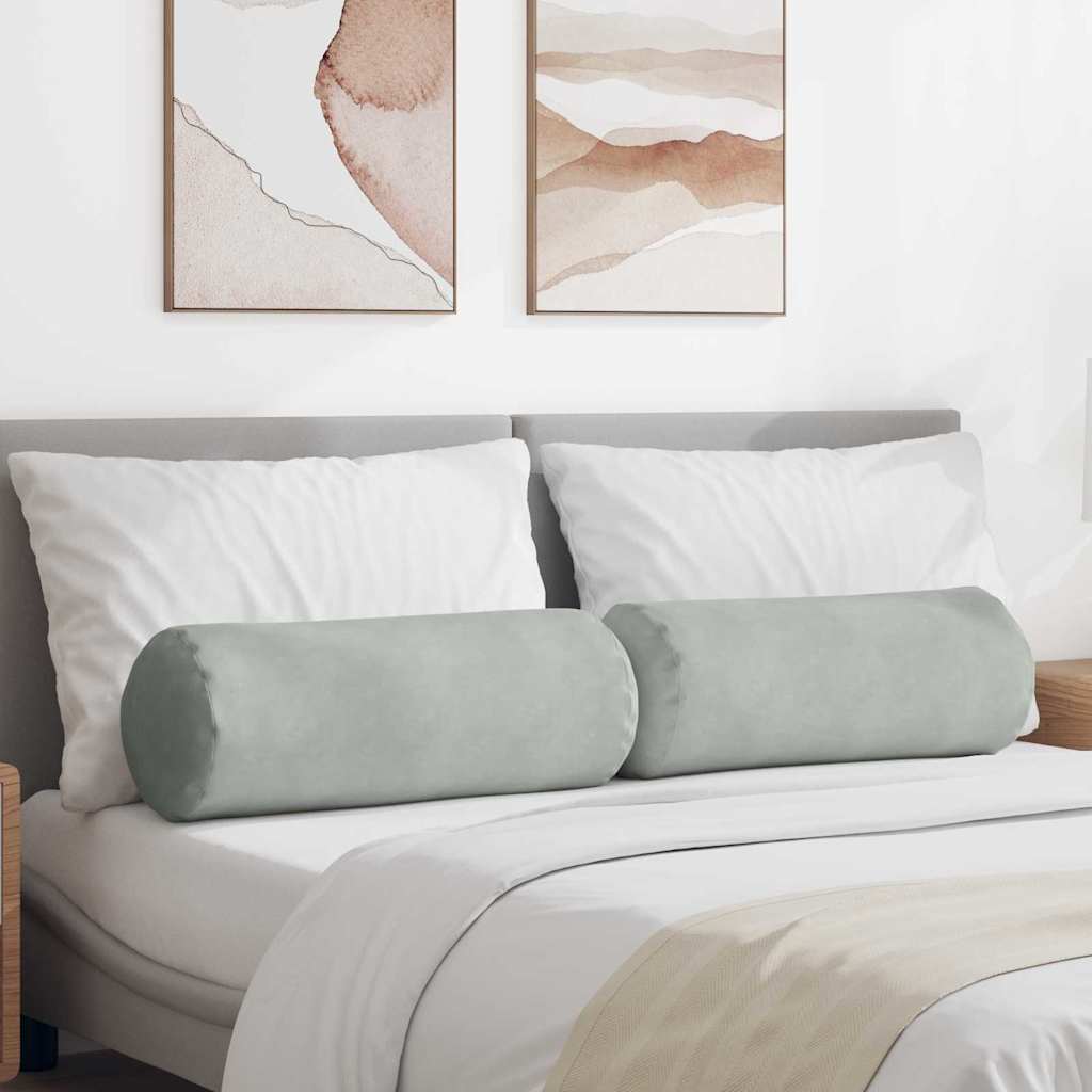 vidaXL Poduszki Wałkowe 2 pcs Jasnoszary Ø 25 x 70 cm