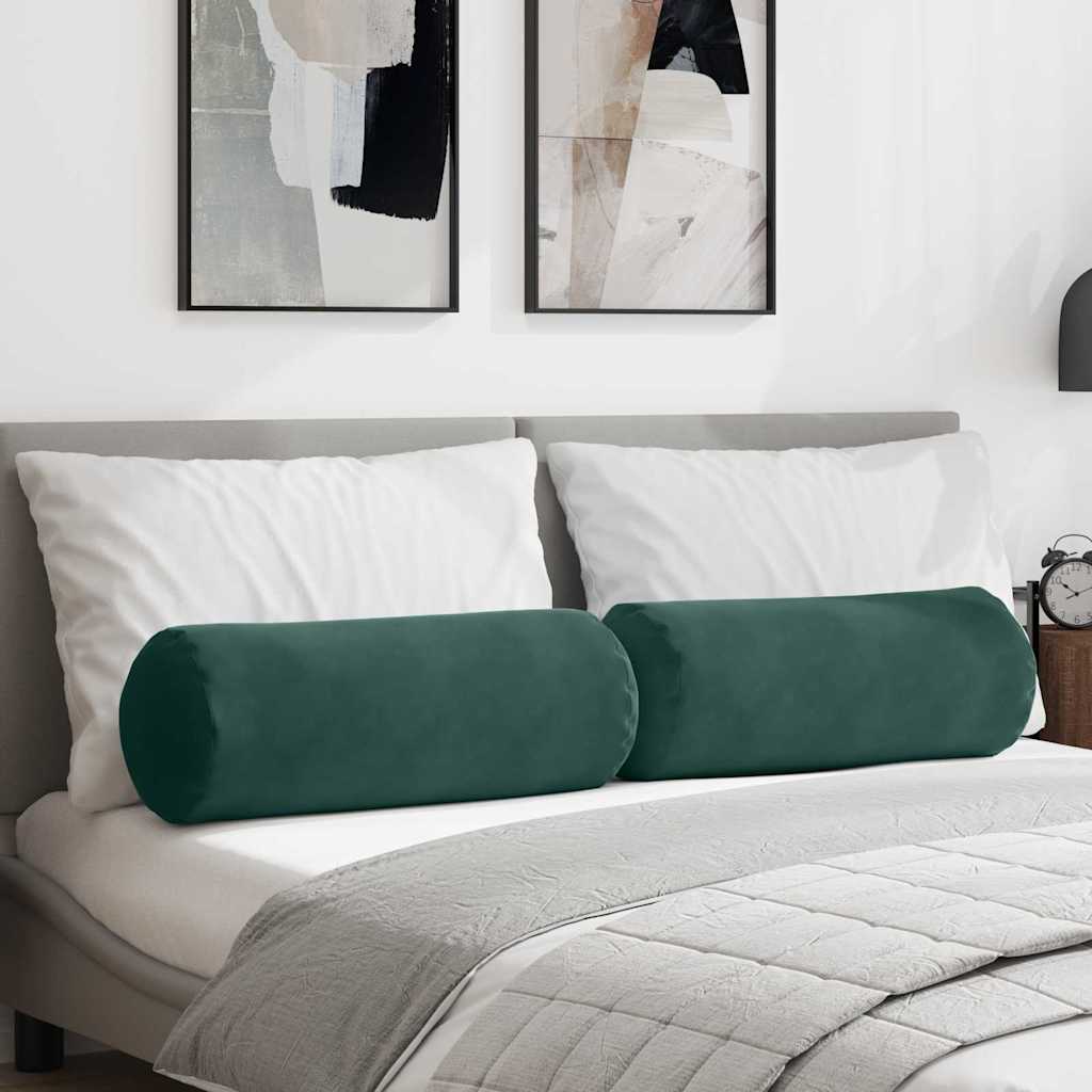 vidaXL Poduszki Wałkowe 2 pcs Ciemna zieleń Ø 25 x 70 cm