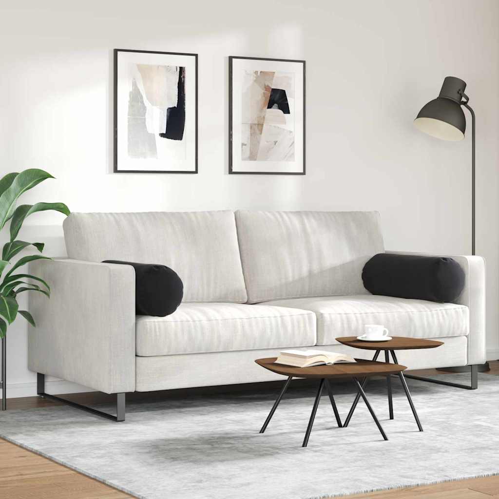 vidaXL Poduszki Wałkowe 2 pcs Czarny Ø 25 x 70 cm Tkanina sztruksowa