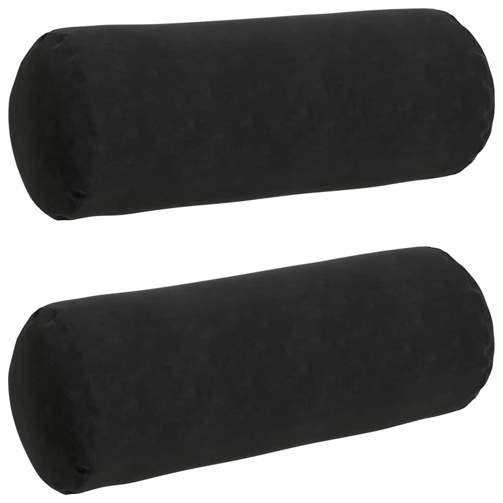 vidaXL Poduszki Wałkowe 2 pcs Czarny Ø 25 x 70 cm Tkanina sztruksowa