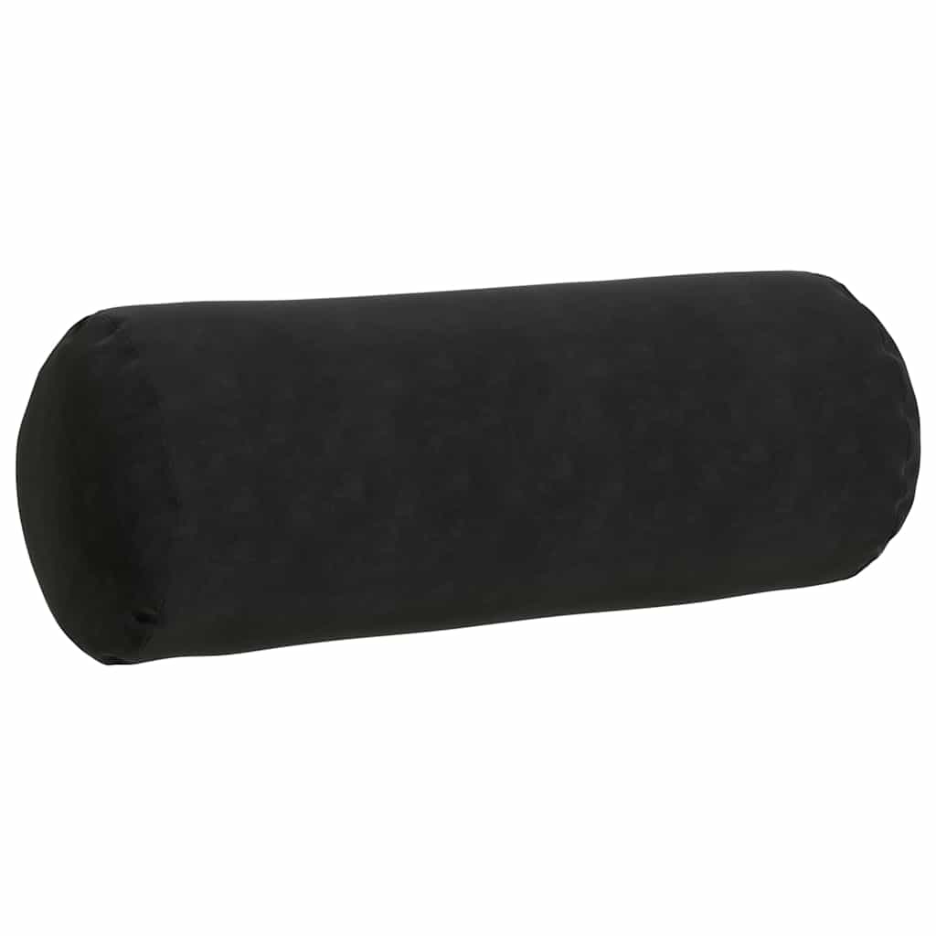 vidaXL Poduszki Wałkowe 2 pcs Czarny Ø 25 x 70 cm Tkanina sztruksowa