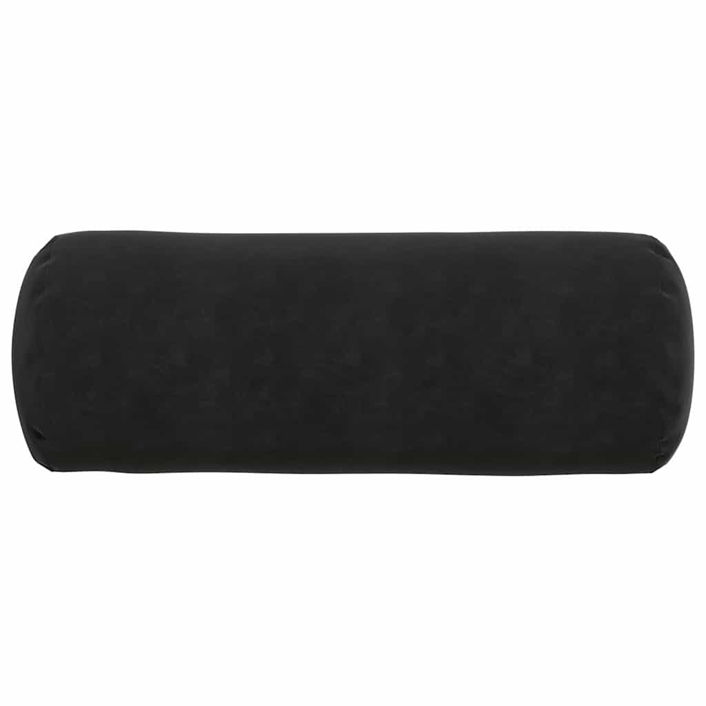 vidaXL Poduszki Wałkowe 2 pcs Czarny Ø 25 x 70 cm Tkanina sztruksowa