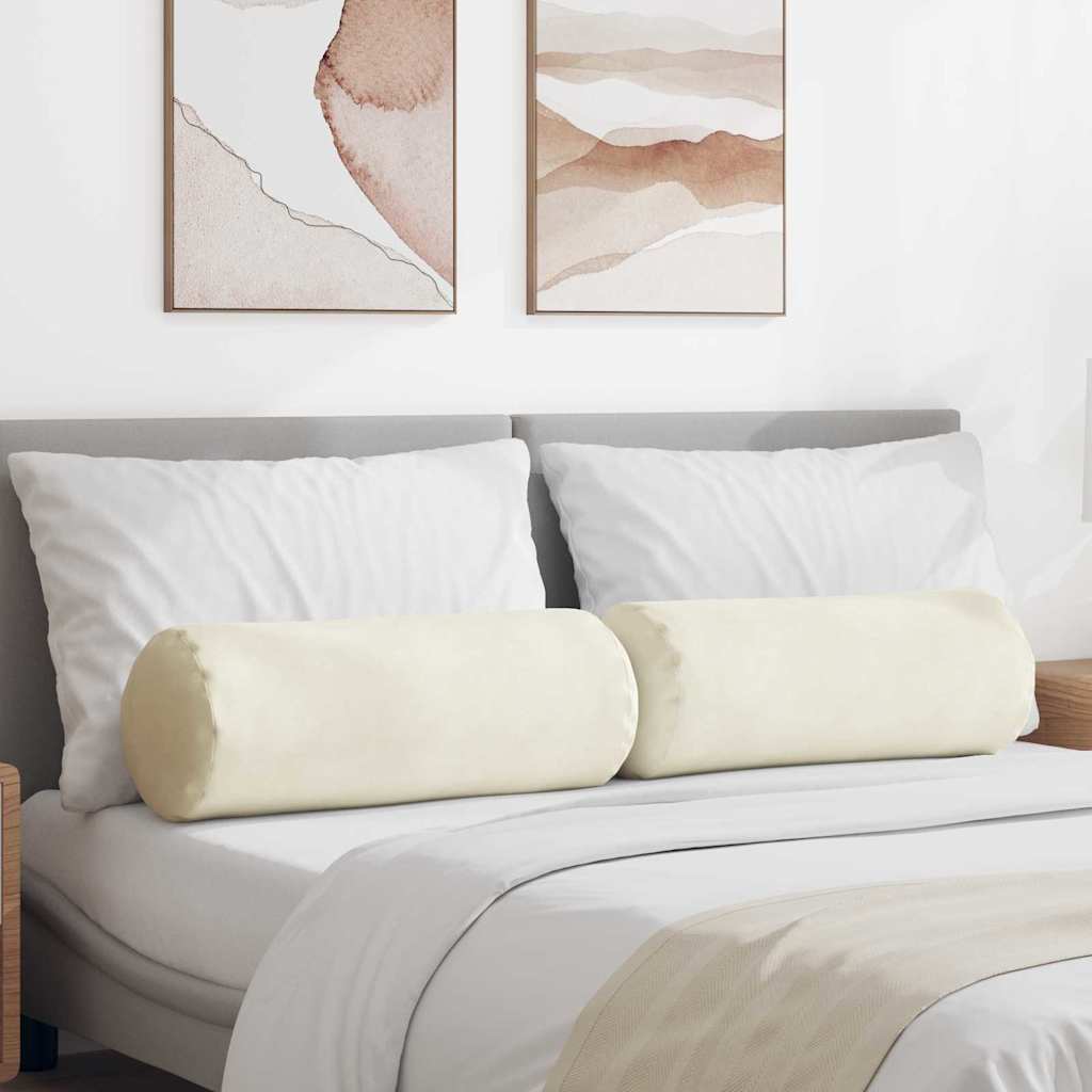 vidaXL Poduszki Wałkowe 2 pcs Kremowy Ø 25 x 70 cm Tkanina sztruksowa