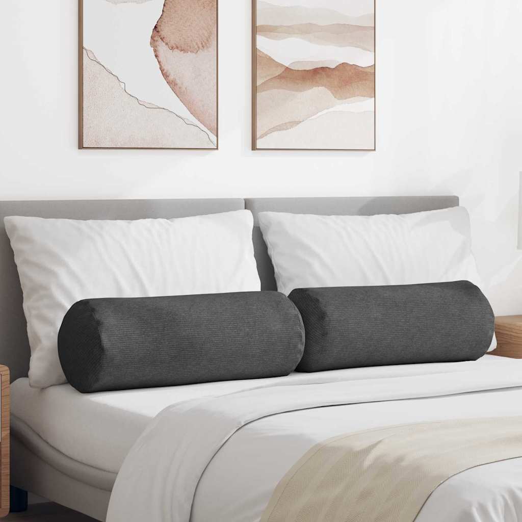 vidaXL Poduszki Wałkowe 2 pcs Ciemnoszary Ø 25 x 70 cm
