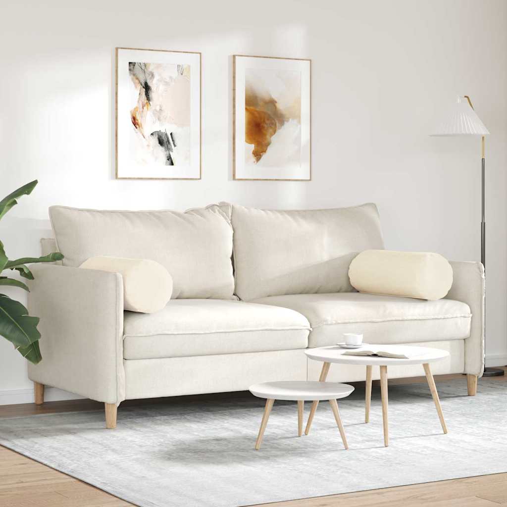 vidaXL Poduszki Wałkowe 2 pcs Kremowy Ø 25 x 70 cm Tkanina sztruksowa