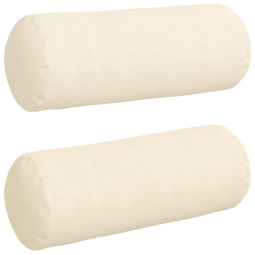 vidaXL Poduszki Wałkowe 2 pcs Kremowy Ø 25 x 70 cm Tkanina sztruksowa