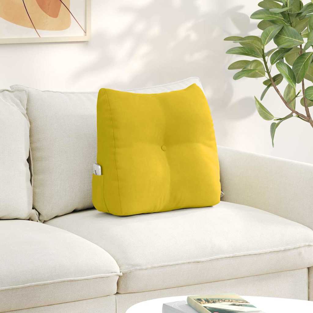 vidaXL Poduszka na plecy Żółty 45 x 24 x 50 cm Aksamit