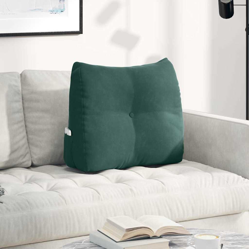 vidaXL Poduszka na plecy Ciemna zieleń 60 x 24 x 50 cm Aksamit