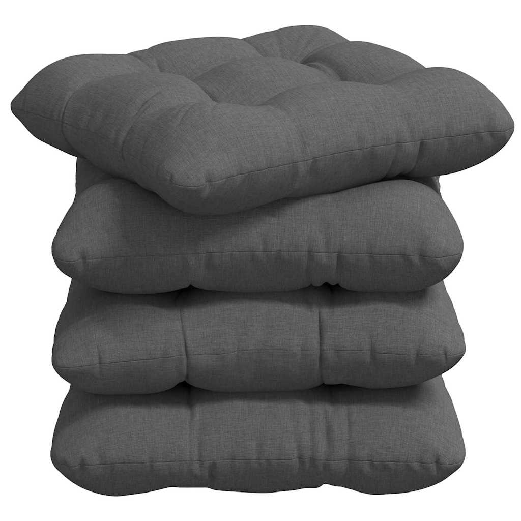 vidaXL Poduszki na siedziska 4 pcs Ciemnoszary 40 x 40 x 12 cm tkanina