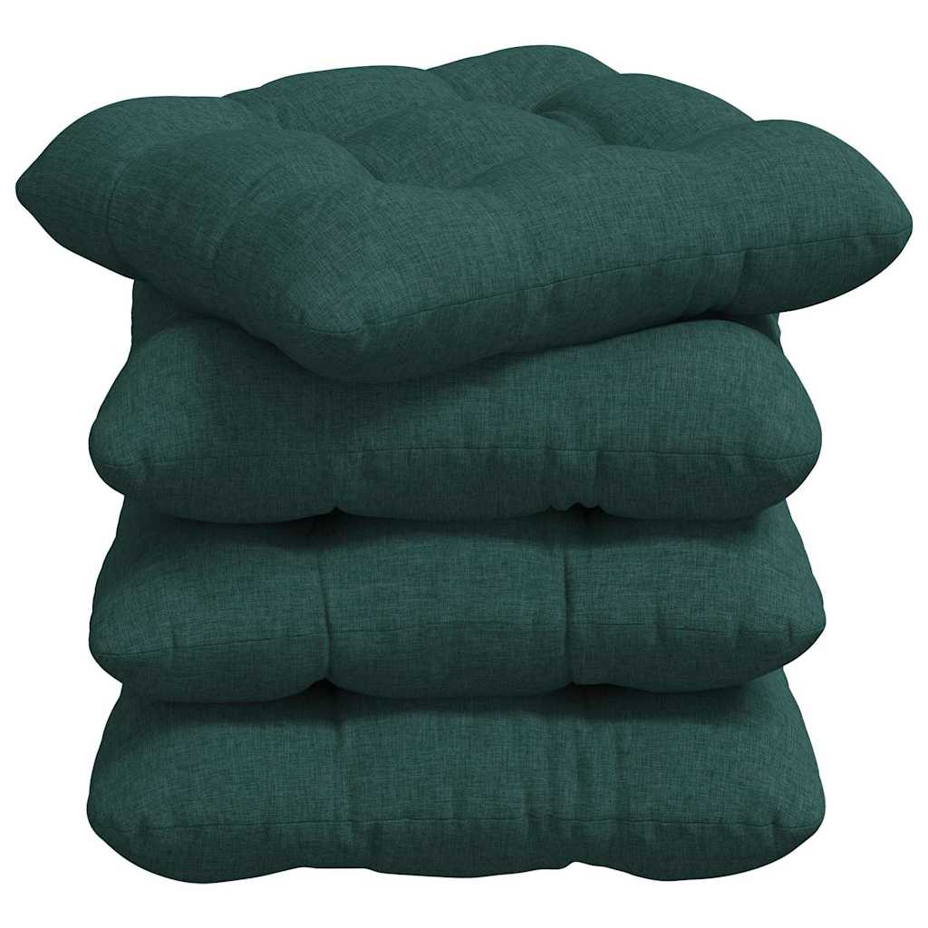 vidaXL Poduszki na siedziska 4 pcs Ciemna zieleń 40 x 40 x 12 cm