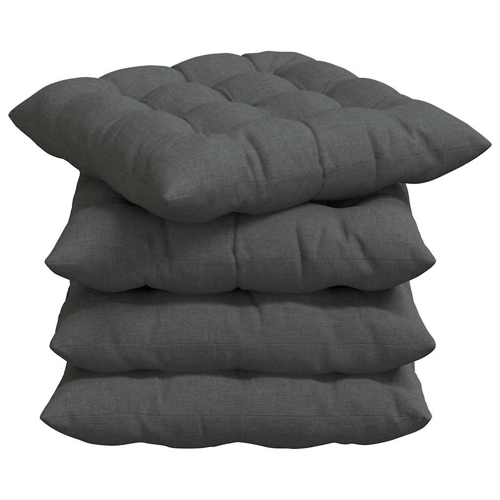 vidaXL Poduszki na siedziska 4 pcs Ciemnoszary 40 x 40 x 6 cm tkanina