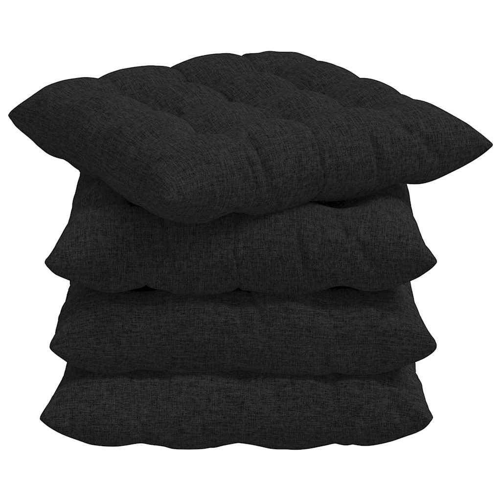 vidaXL Poduszki na siedziska 4 pcs Czarny 40 x 40 x 6 cm tkanina