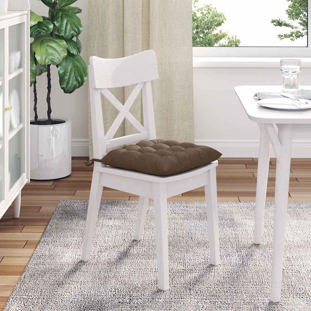vidaXL Poduszki na siedziska 4 pcs Brązowy 40 x 40 x 6 cm tkanina