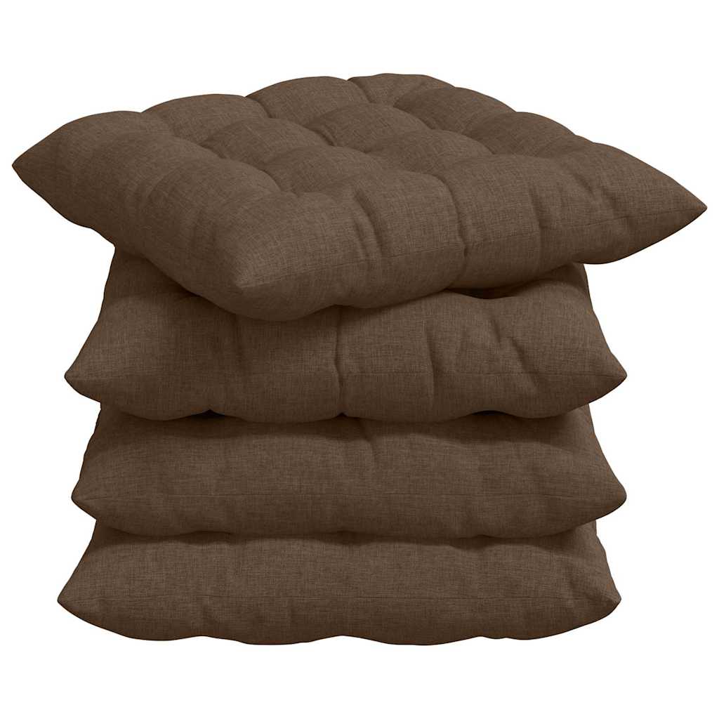 vidaXL Poduszki na siedziska 4 pcs Brązowy 40 x 40 x 6 cm tkanina