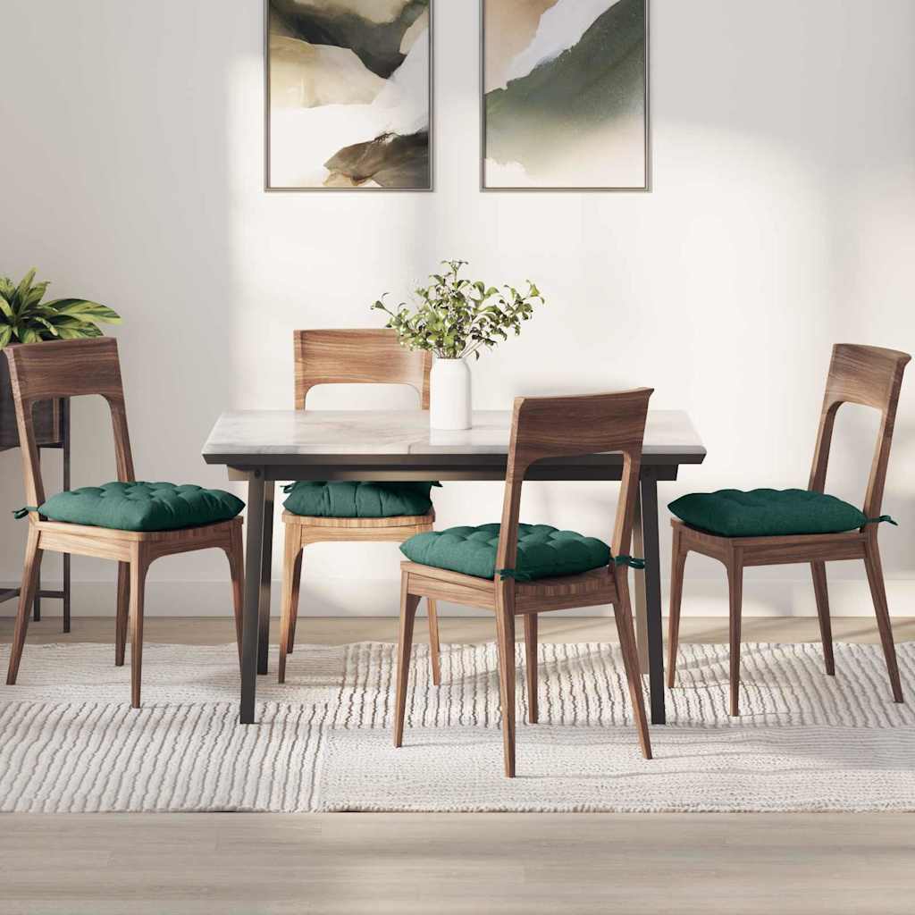 vidaXL Poduszki na siedziska 4 pcs Ciemna zieleń 40 x 40 x 6 cm
