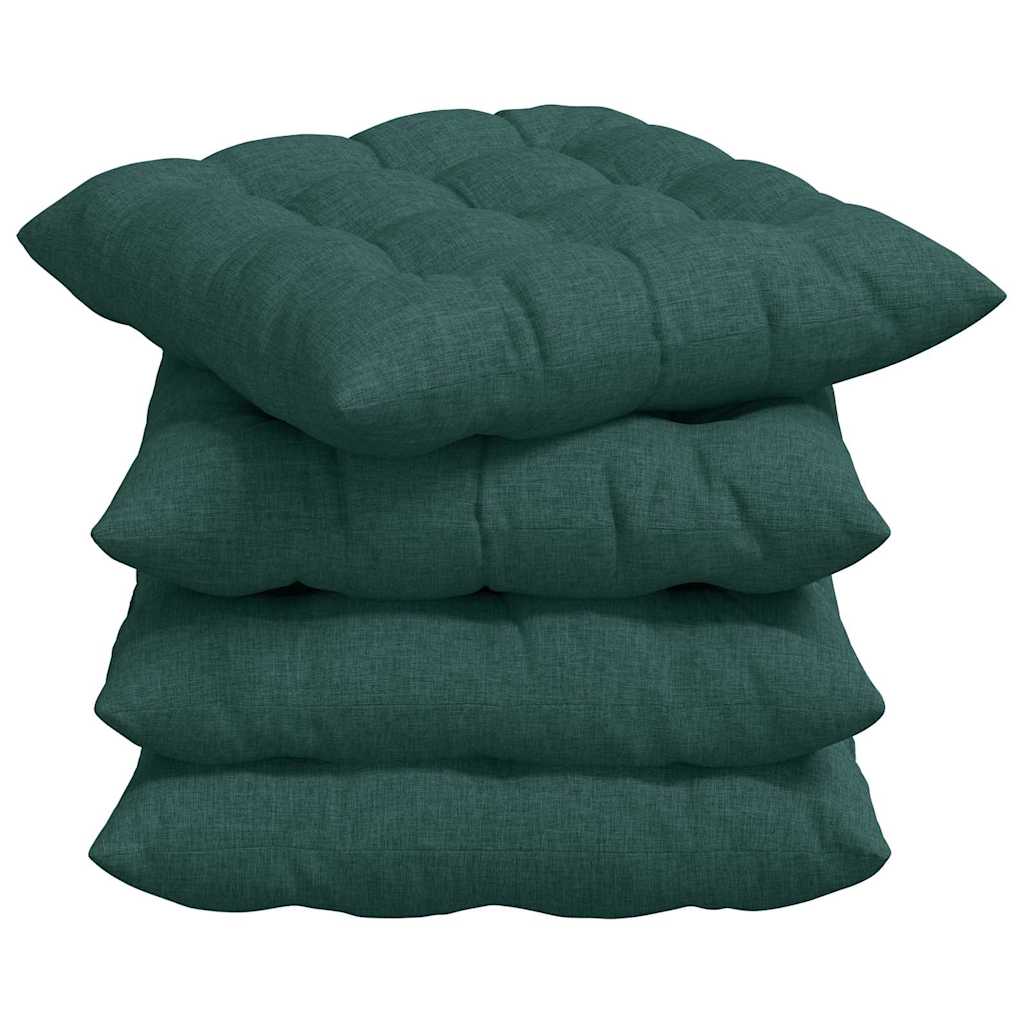 vidaXL Poduszki na siedziska 4 pcs Ciemna zieleń 40 x 40 x 6 cm