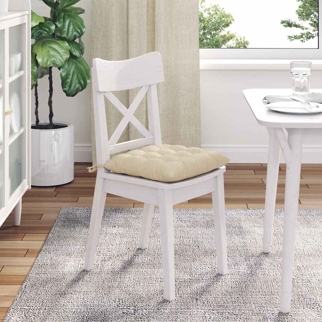 vidaXL Poduszki na siedziska 4 pcs Kremowy 40 x 40 x 6 cm tkanina
