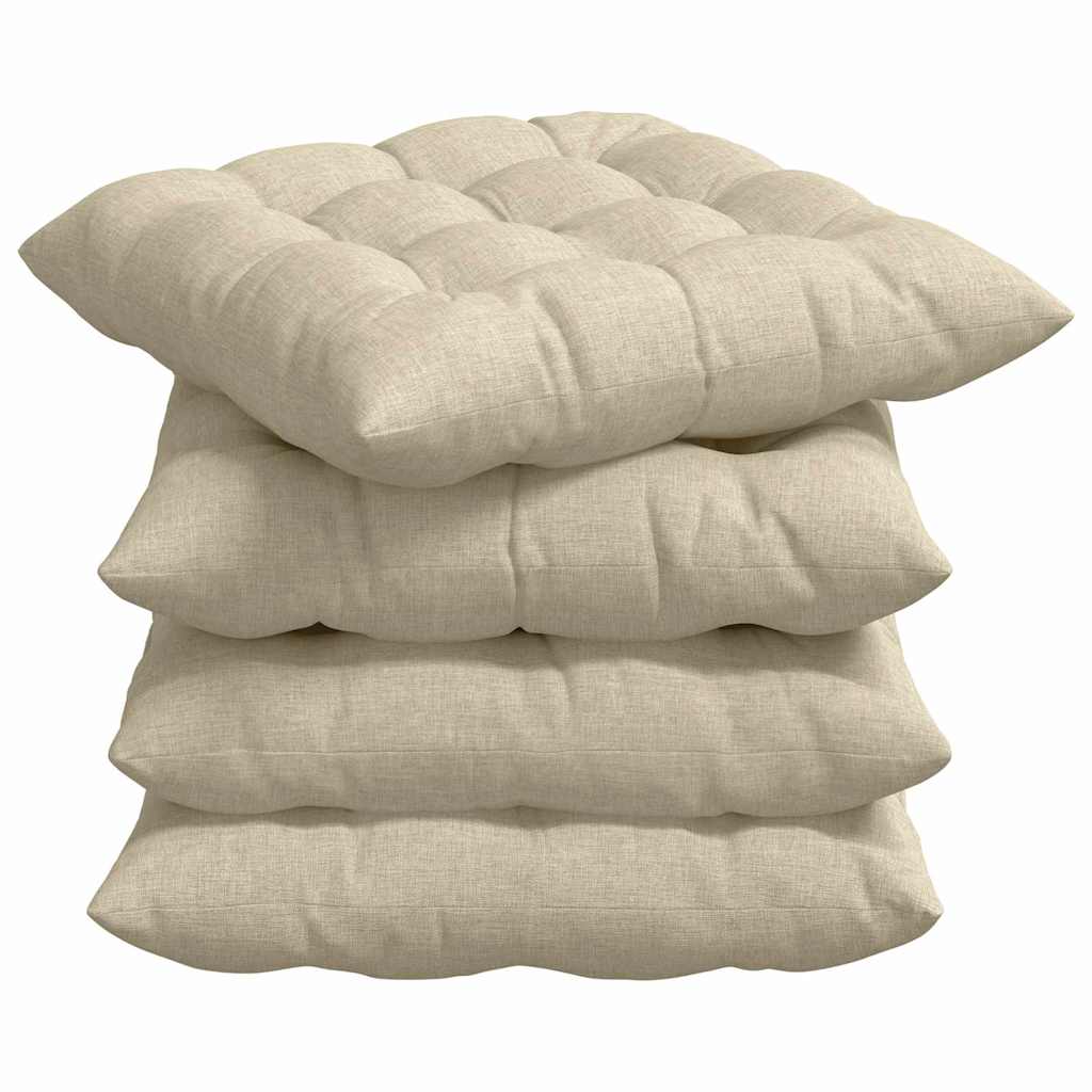 vidaXL Poduszki na siedziska 4 pcs Kremowy 40 x 40 x 6 cm tkanina