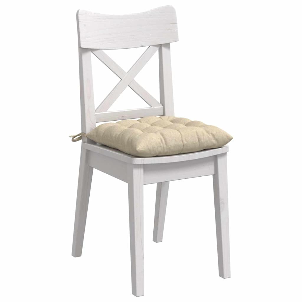 vidaXL Poduszki na siedziska 4 pcs Kremowy 40 x 40 x 6 cm tkanina