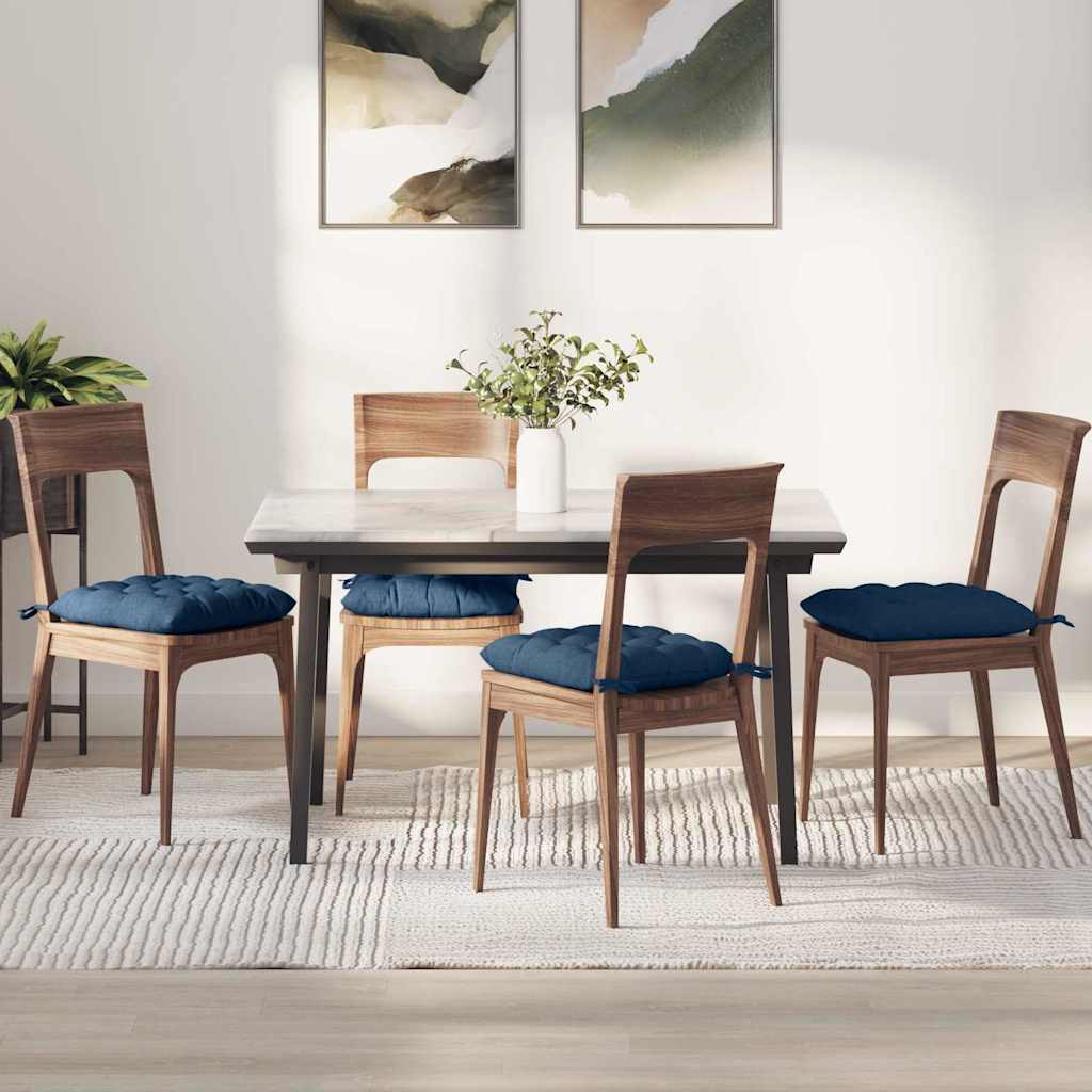 vidaXL Poduszki na siedziska 4 pcs Niebieski 40 x 40 x 6 cm tkanina