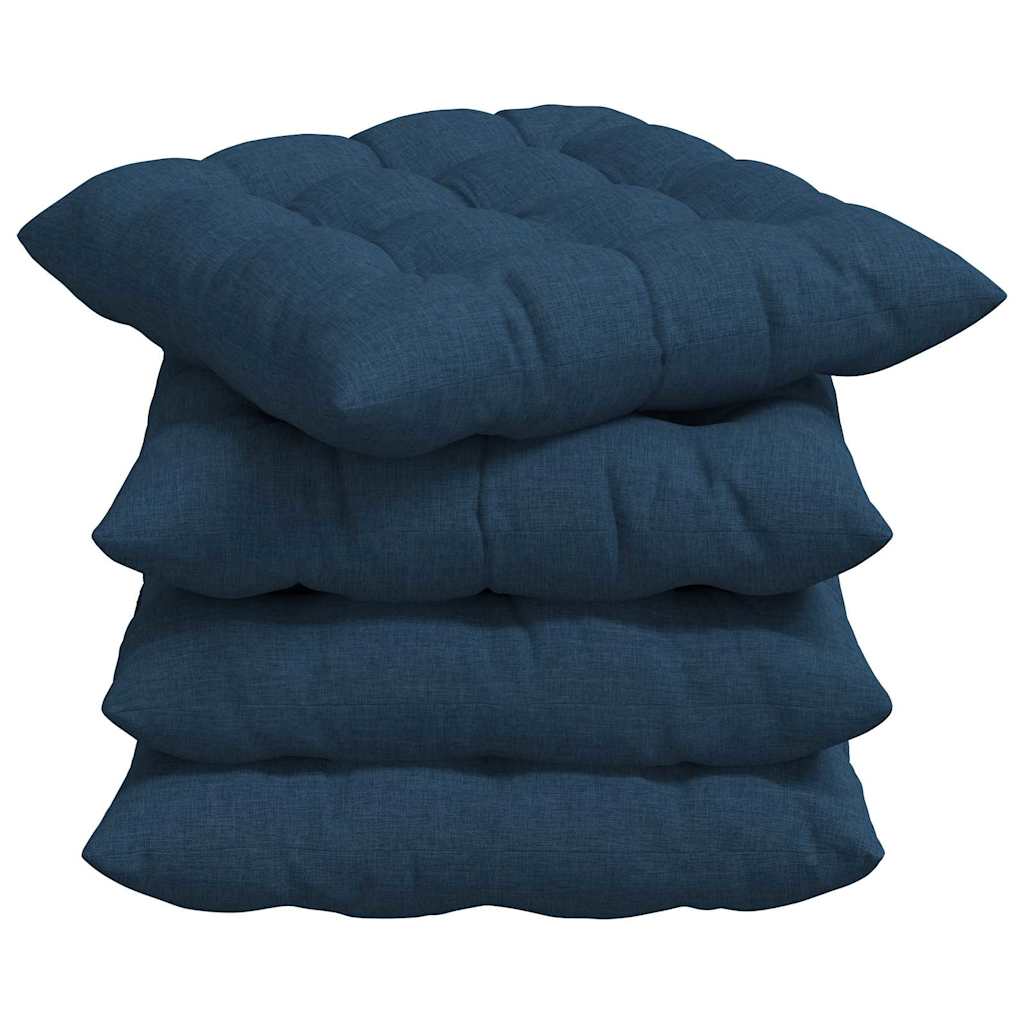 vidaXL Poduszki na siedziska 4 pcs Niebieski 40 x 40 x 6 cm tkanina
