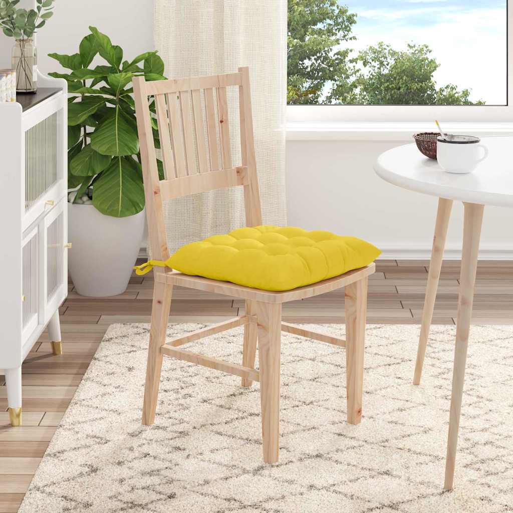 vidaXL Poduszki na siedziska 4 pcs Jasnożółty 40 x 40 x 6 cm tkanina