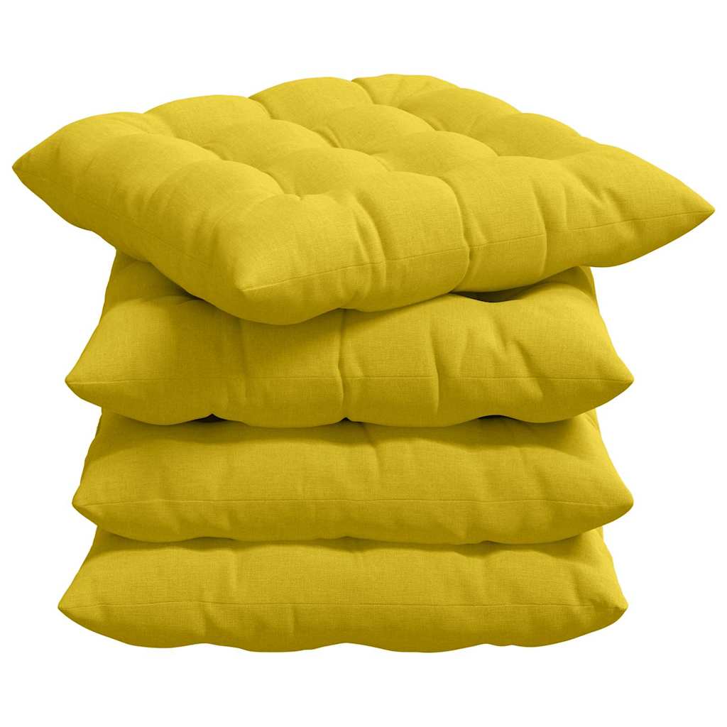 vidaXL Poduszki na siedziska 4 pcs Jasnożółty 40 x 40 x 6 cm tkanina