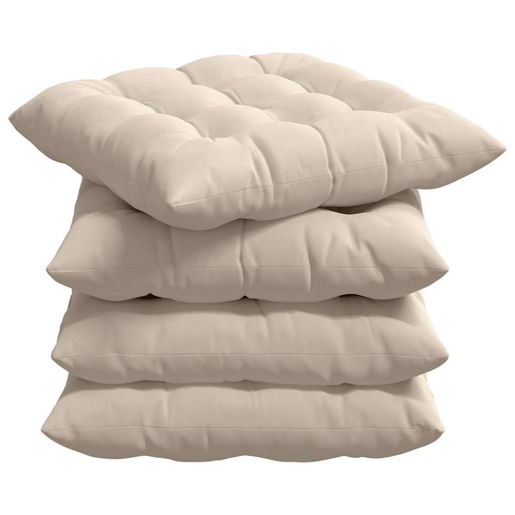 vidaXL Poduszki na siedziska 4 pcs Beżowy 40 x 40 x 6 cm Mikrofibra